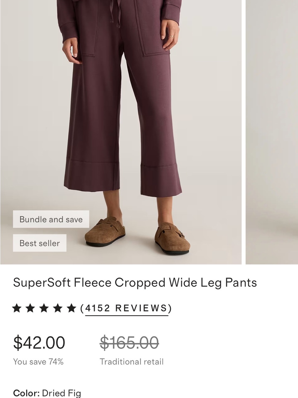 Quince Wide Leg Cropped Pants - Dried Fig